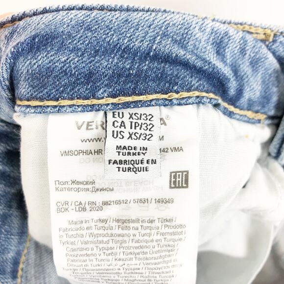 Aware Vero Moda Womens SOPHIA Jeans XS US 2-4 Blue High rise Skinny Fit NWT - Picture 6 of 6